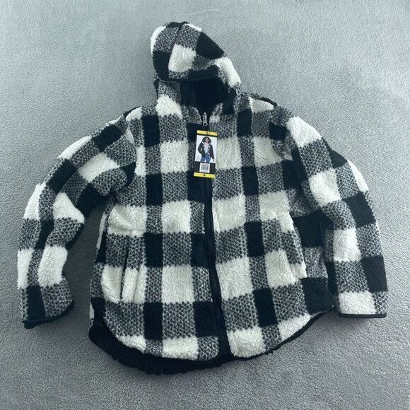 Weatherproof Womens Plaid Sherpa Jacket Full-Zip Reversible Size S NWT 1065 - Picture 1 of 9